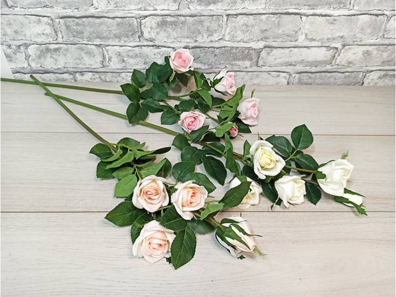Роза кустовая с силиконовым покрытием персиковая