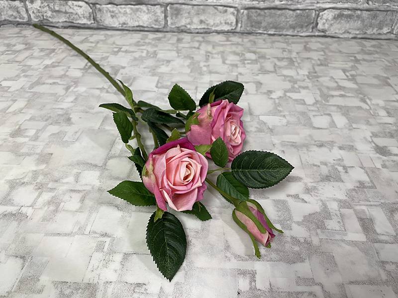 Роза с силиконовым покрытием  темно-розовая