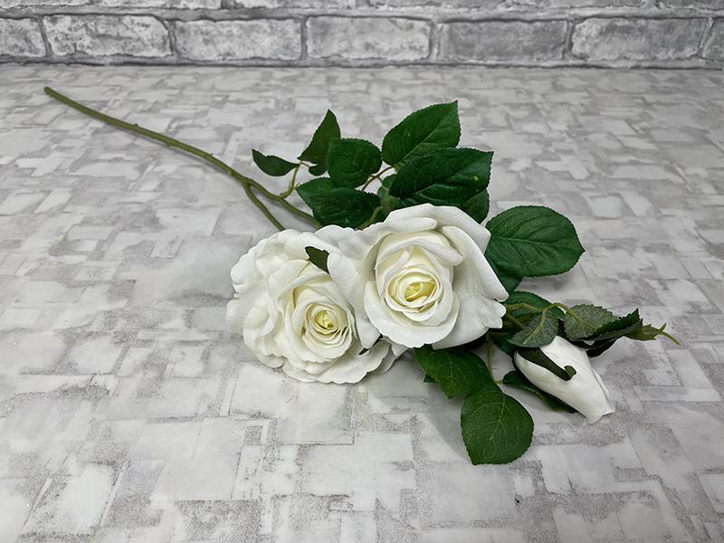 Роза с силиконовым покрытием белая
