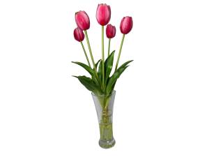 Композиция с розовыми тюльпанами в стеклянной вазе с водой  (Арт. М. 52. 1018))