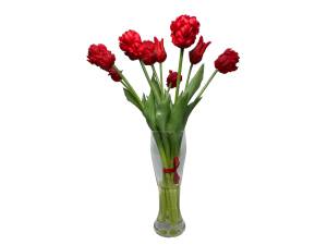 Композиция с красными тюльпанами в стеклянной вазе с водой(Арт С. 131. 837)
